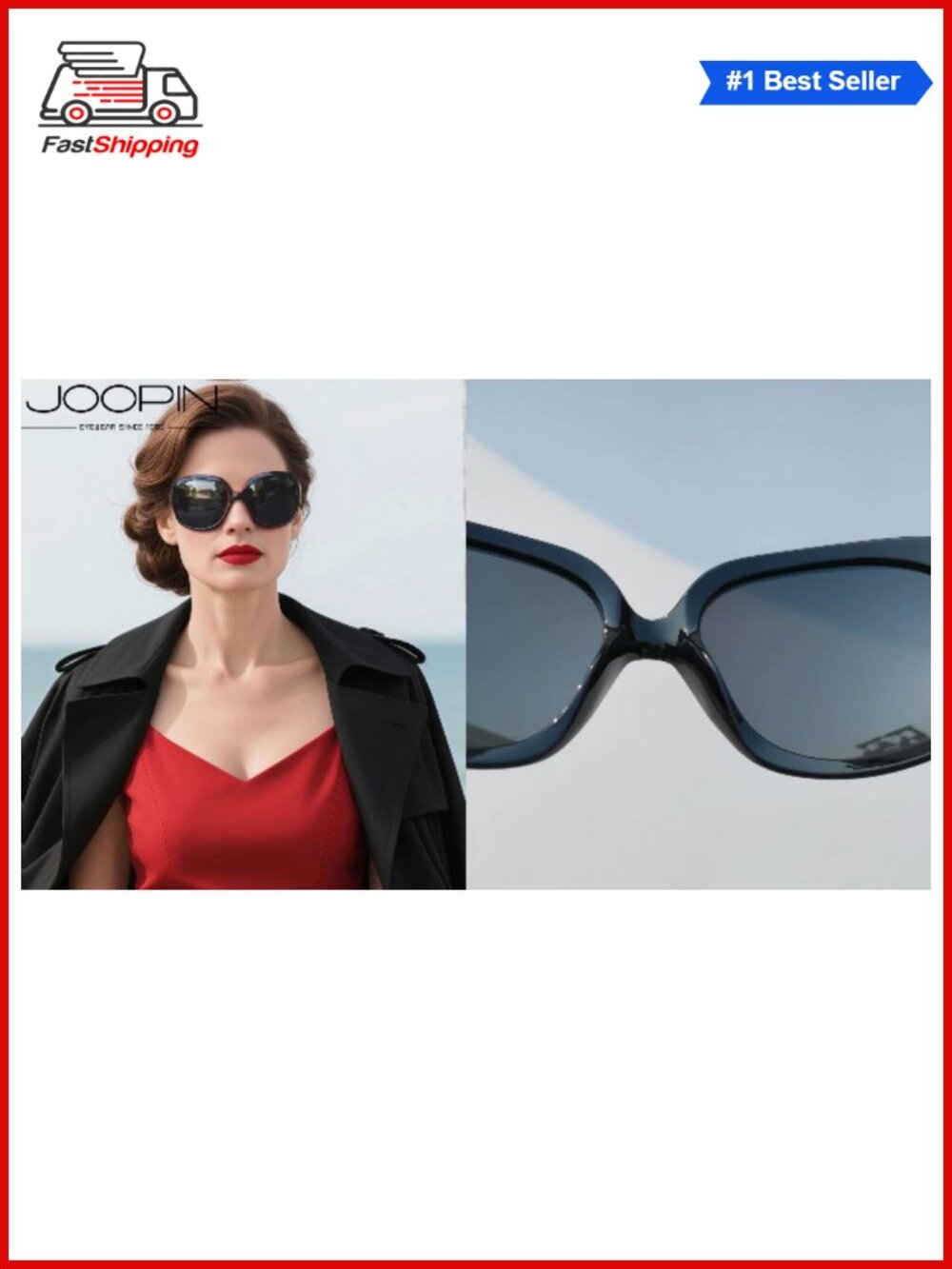 โจ Oversized Polarized Sunglasses Full Coverage Square Wrap Around UV400 Women - Picture 6 of 6